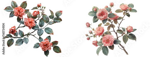 Wallpaper Mural Pink rose floral isolated on a transparent or white background, Png Torontodigital.ca