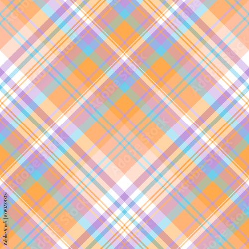 Seamless pattern in gentle orange, white, blue and violet colors for plaid, fabric, textile, clothes, tablecloth and other things. Vector image. 2