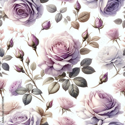 Watercolor painting of Lavender Rose flowers