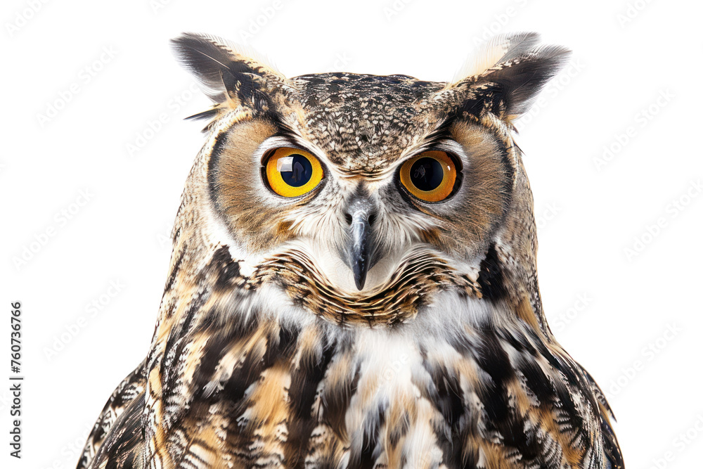 Obraz premium owl isolated on white background Real daytime first person perspective