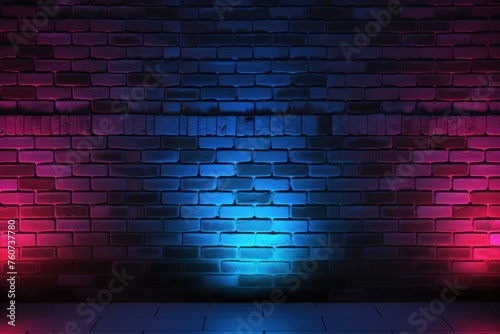 Neon lighting in a brick wall