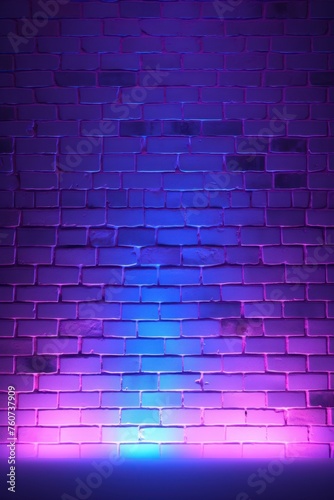 Neon lighting in a brick wall