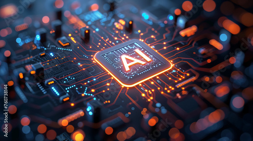 Concept of AI (Artificial Intelligence) computer chip.