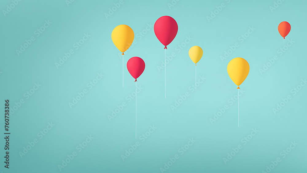 2d colorful balloons on a blue background