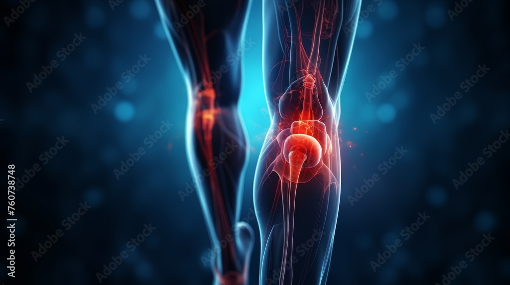 3D Render of a jogger's painful knee 3D Render of a jogger's painful knee