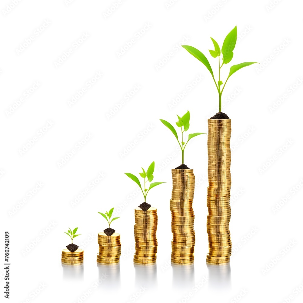 business growth and investment concepts tree growing on golden coin isolated on white. business growth and investment concepts tree growing on golden coin isolated on white.