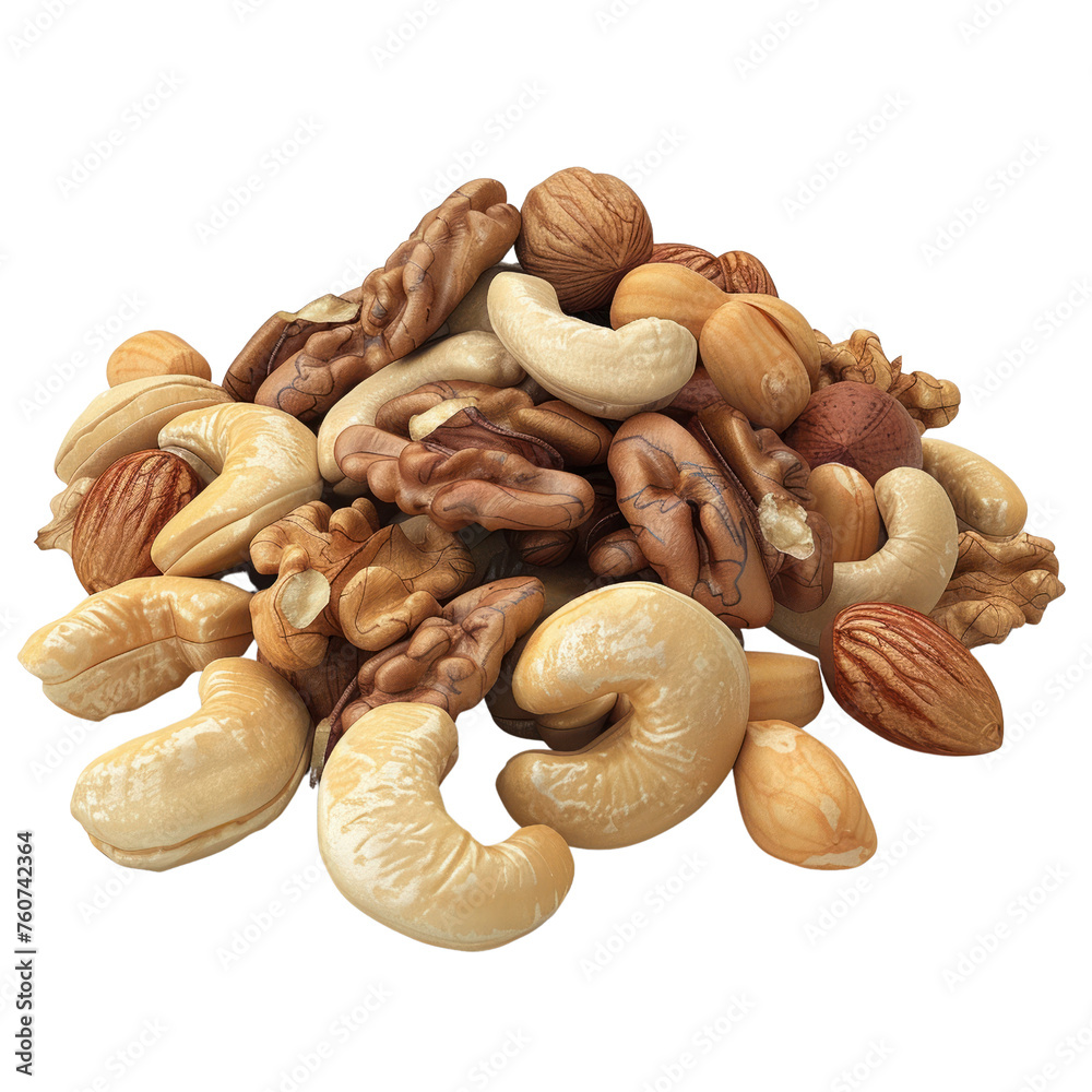 A handful of mixed nuts isolated on white background PNG transparent background A handful of mixed nuts isolated on white background PNG transparent background