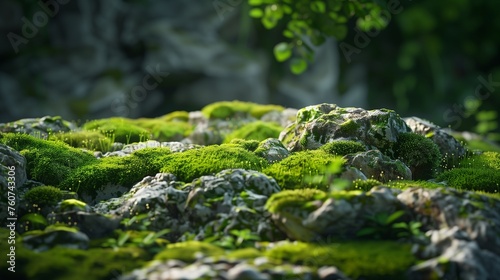 moss background on rocks