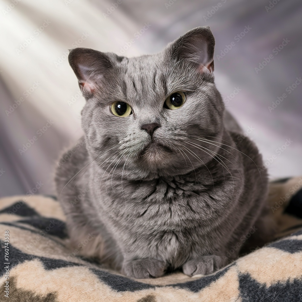 grey furry scottish fold cat