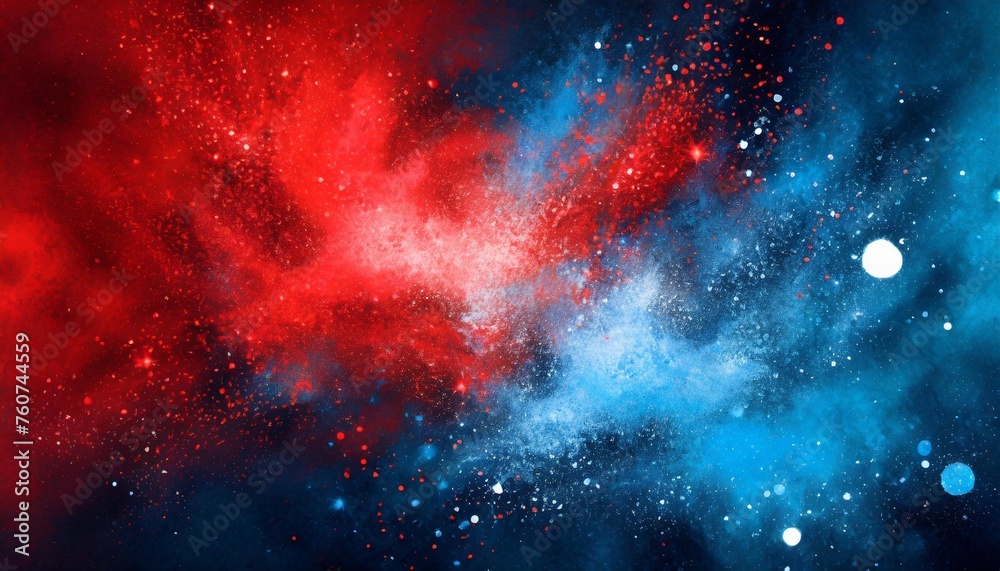 red and blue cosmic dust 4th july abstraction - obrazy, fototapety, plakaty 