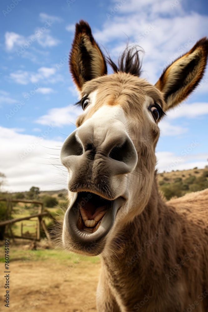 Obraz premium A goofy looking donkey with oversized ears AI generated illustration