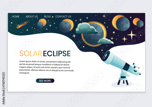 Landing page on the topic of solar eclipse.