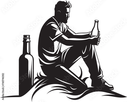 Liquid Lucidity Symbolic Alcohol Logo Reflective Revelry Vector Illustration of a Drinker