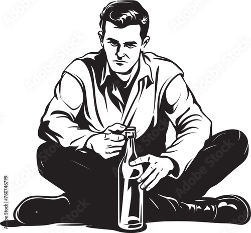 Intoxicated Insights Emblematic Man with Bottle Icon Bourbon Bliss Vector Logo Inspiration