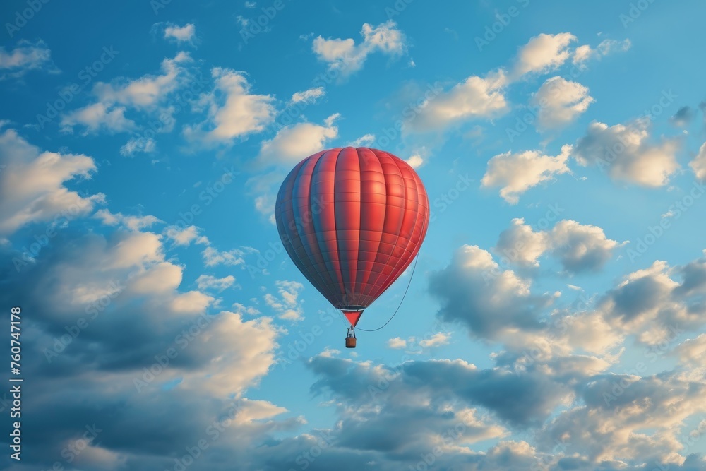 Fototapeta premium Colorful Air balloon banner. Nature hot fly. Generate Ai