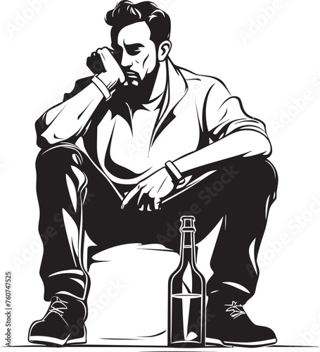 Liquor Lounge Leisure Iconic Alcohol Bottle Vector Drunken Dreams Emblematic Man with Bottle Icon