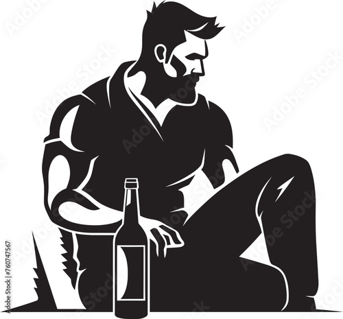 Rumination in Relaxation Vector Logo Concept Cognac Contemplations Iconic Drinker Emblem