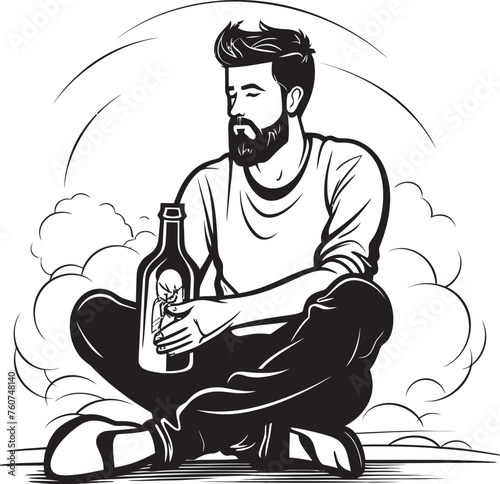 Ale Enlightenment Vector Logo Inspiration Pensive Potations Emblematic Drinker Icon