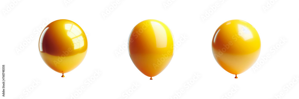Set of Yellow color balloon, illustration, isolated over on transparent white background Set of Yellow color balloon, illustration, isolated over on transparent white background