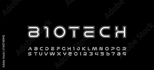 Technology outlines font, digital cyber alphabet made futurism style, letters A, B, C, D, E, F, G, H, I, J, K, L, M, N, O, P, Q, R, S, T, U, V, W, X, Y, Z and numerals 0, 1, 2, 3, 4, 5, 6, 7, 8, 9