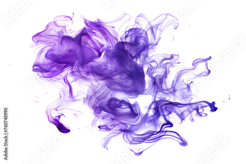 Lavender and lilac swirling watercolor paint stain on white background.