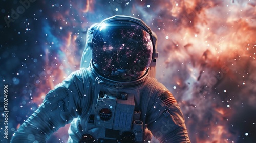 At the boundaries of known space, a cosmic anomaly unveils hidden dimensions teeming with alternate realities An astronaut gazes into the unknown abyss 3D render, Backlights,
