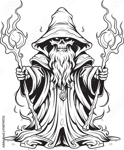 Avaricious Sorcery Vector Logo Design of Mercenary Sorcerous Mastery Emblematic Adamantine Sorcerer of Avarice