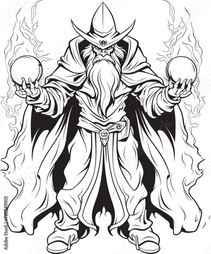 Greeds Mastery Iconic Sorcerer Emblem of Avarice Sorcerous Enchantment Adamantine Mercenary Vector Logo