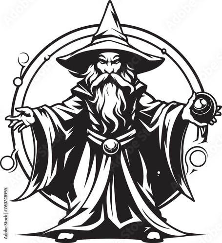 Avaricious Sorcery Vector Logo Design of Mercenary Sorcerous Mastery Emblematic Adamantine Sorcerer of Avarice