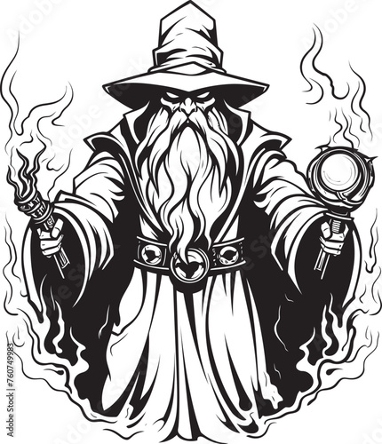 Avaricious Alchemy Vector Emblem of Sorcery Mercenarys Treasure Iconic Logo of Avarice