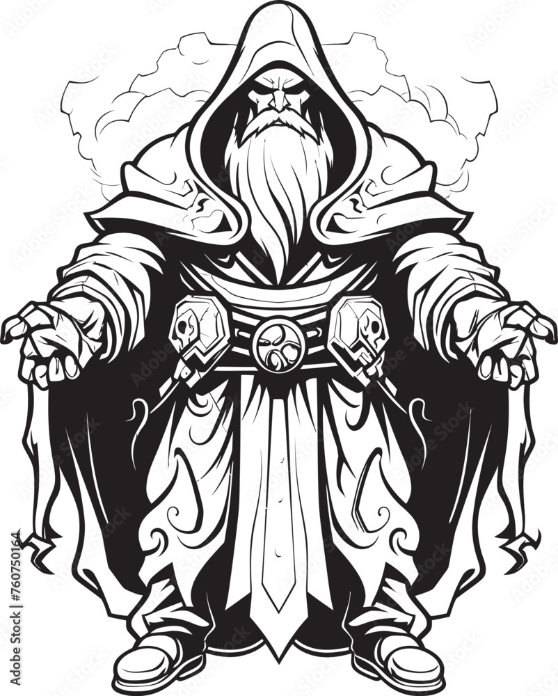 Sorcerous Hoard Emblematic Sorcerer Icon Adamantine Alchemy Vector Logo of Avarice