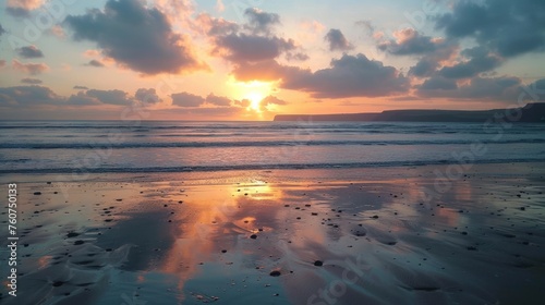 Sunset over Newgale Beach  Wales