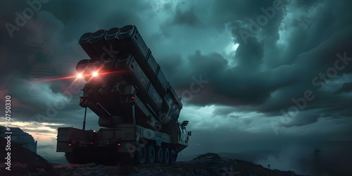 Advanced Military Defense System Under a Dramatic Sky in High Resolution. Concept Military Defense, Advanced Technology, Dramatic Sky, High Resolution, Security Features