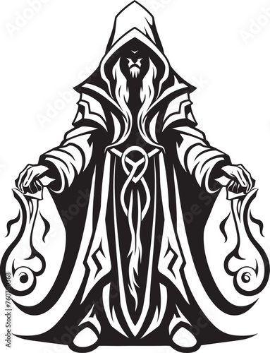 Adamantine Sorcerer Emblem of Avarice Mastery Avaricious Arcanist Vector Logo Design Concept