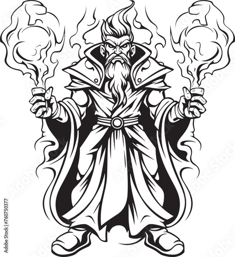 Avaricious Arcanist Vector Logo Design Concept Mercenary of Greed Iconic Adamantine Sorcerer