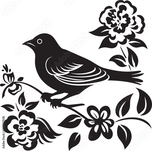 Blossom Brilliance Aesthetic Pigeon Logo Ethereal Feathers Vector Icon of Floral Pigeon © BABBAN