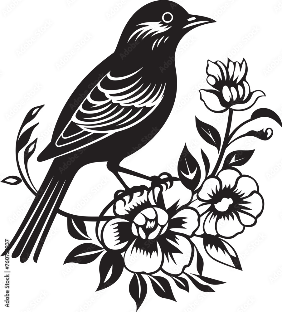 Natures Beauty Aesthetic Floral Pigeon Symbol Elegant Flutter Vector Emblem of Floral Pigeon