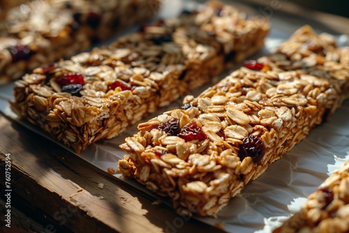 home made granola bars close up healthy balanced snacks