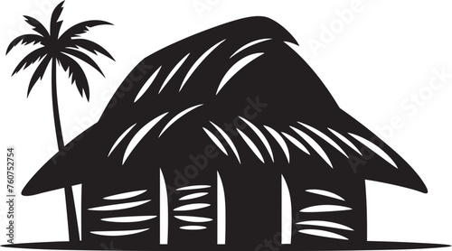 Cultural Haven African Thatched Hut Icon Rustic Retreat Emblematic Straw Roof Hut Logo