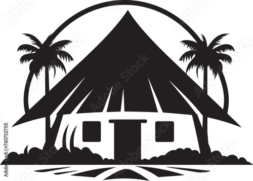 Rustic Retreat Emblematic Straw Roof Hut Logo Heritage Hideaway Vector Icon of African Hut