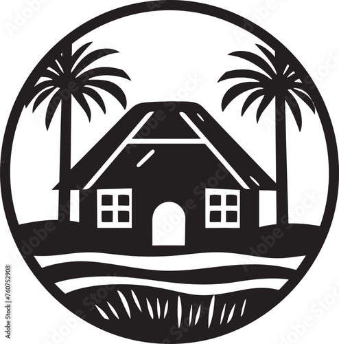 Savanna Sanctuary African Hut Vector Icon Ethnic Refuge Vector Logo of African Hut