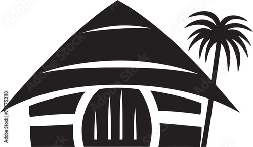 Savanna Serenade Emblematic African Hut Logo Design Rustic Retreat Vector Logo of Thatched Hut