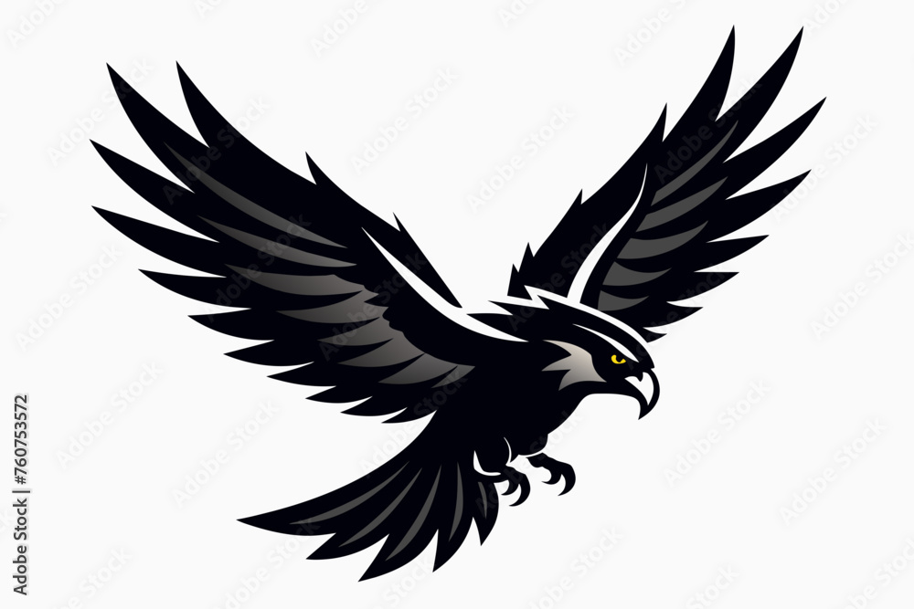 Fototapeta premium eagle in flight black silhouette logo