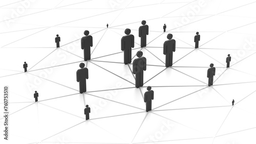 social network connecting people plexus 3d representation. Can be used to represent global digital communication, demography population growth or human resources cyberspace photo