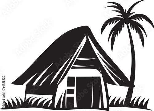 Tribal Retreat Vector Logo of African Straw Hut Indigenous Sanctuary Emblematic African Hut Design