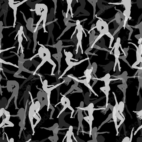 Fotografie seamless pattern female silhouette dancing