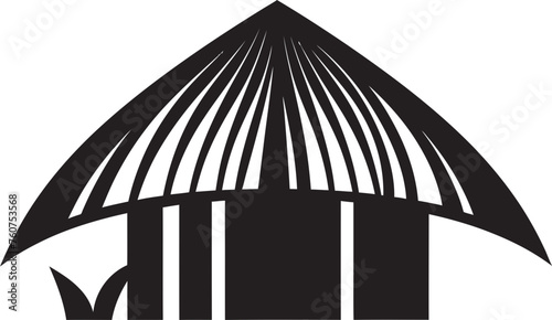 Rustic Retreat Vector Logo of Straw Roof Hut Tribal Refuge Iconic African Hut Emblem Design