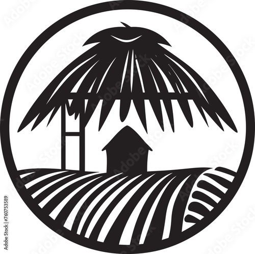 Tribal Refuge Iconic African Hut Emblem Design Savanna Serenity Vector Icon of Thatched Hut