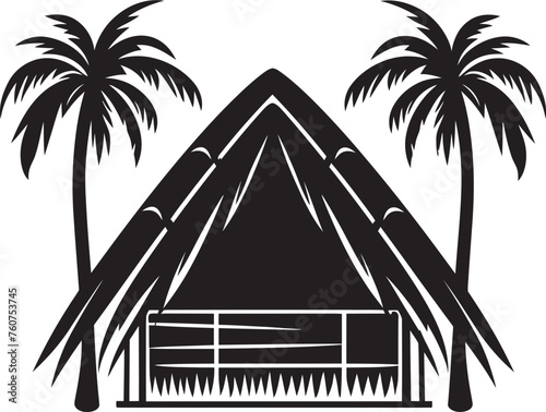 Thatched Roof Sanctuary Vector Logo of African Hut Indigenous Architecture Straw Hut Symbol Design