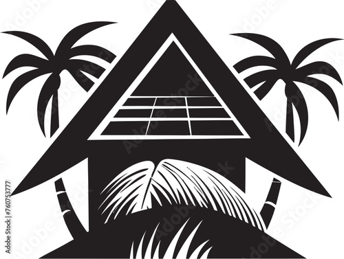 Tribal Sanctuary Vector Logo of African Hut Ethnic Refuge Emblematic Straw Roof Hut Design